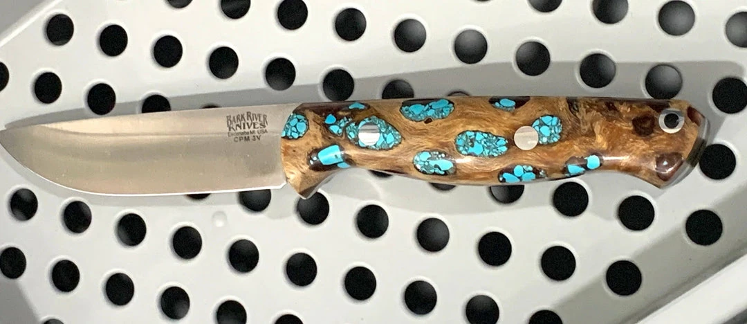 Best deal 😀 BARK RIVER KNIVES Bark River Gunny CPM 3V Knife Cholla Cactus W/ Turquoise - Gray Liners - Rampless #2 👍 5 BARK RIVER KNIVES Bark River Gunny CPM 3V Knife Cholla Cactus W/ Turquoise - Gray Liners - Rampless #2
