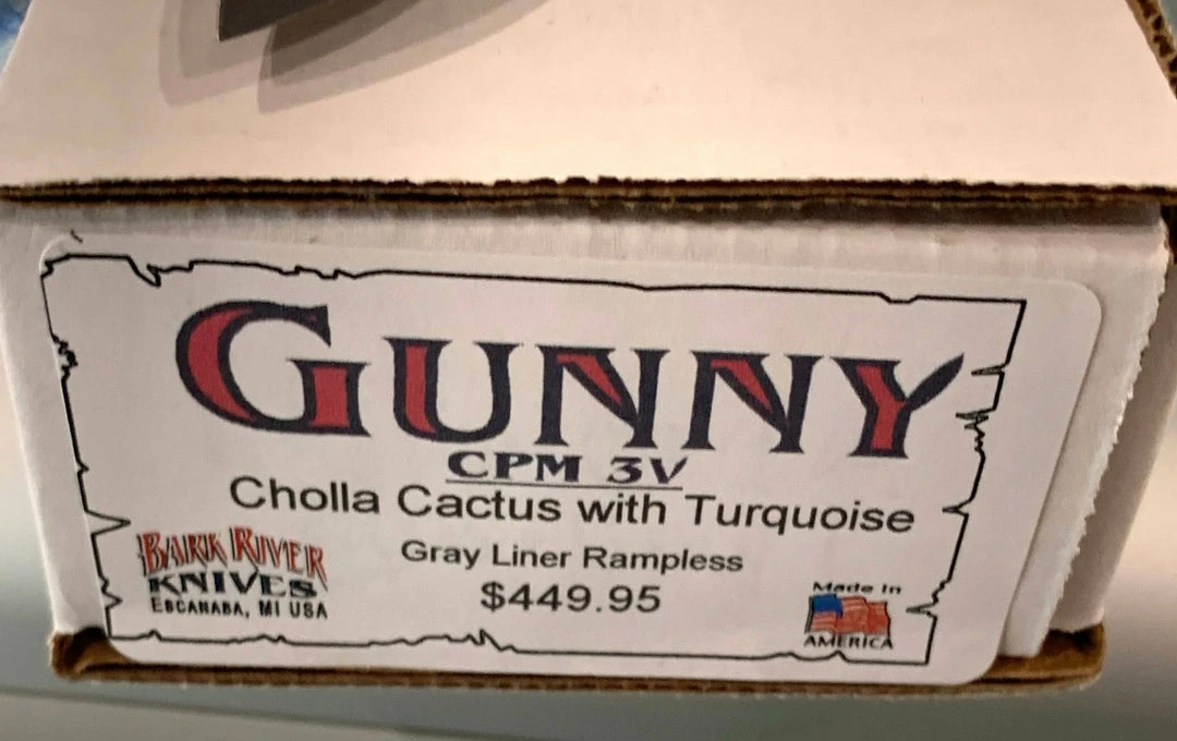 Best deal 😀 BARK RIVER KNIVES Bark River Gunny CPM 3V Knife Cholla Cactus W/ Turquoise - Gray Liners - Rampless #2 👍 8 BARK RIVER KNIVES Bark River Gunny CPM 3V Knife Cholla Cactus W/ Turquoise - Gray Liners - Rampless #2