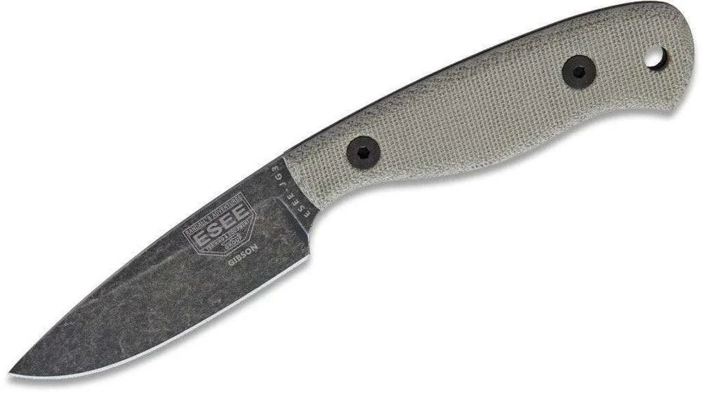 Brand new 😍 All Knife Brands ESEE Camp-Lore Gibson JG3 Bushcraft Fixed Knife Black Stonewash) 😀 3 All Knife Brands ESEE Camp-Lore Gibson JG3 Bushcraft Fixed Knife Black Stonewash)
