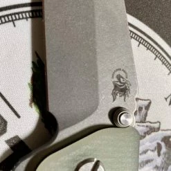 RICK HINDERER All Knife Brands Hinderer Eklipse Harpoon Spanto Knife Working Finish Blue/Translucent Green G10 3.5