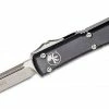 Microtech 121-10 Ultratech Auto S/E Knife 3.46" Stonewashed Plain Blade, Black Aluminum Handles All Knife Brands