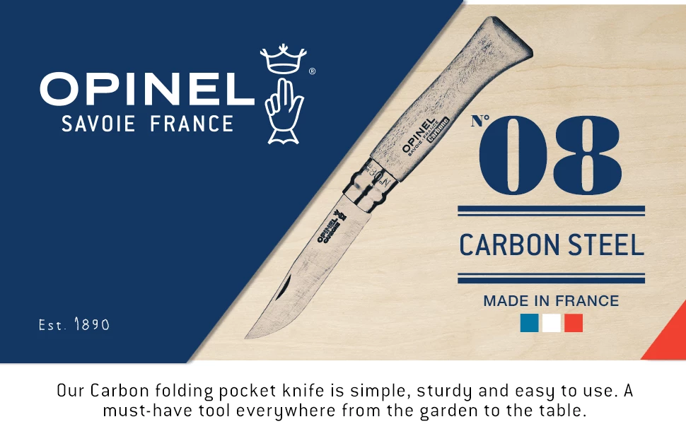 Best Pirce ✔️ Opinel No.8 Carbon Knife With Sheath, Wooden Slide Gift Box (France) ❤️ 6 Opinel No.8 Carbon Knife With Sheath, Wooden Slide Gift Box (France)