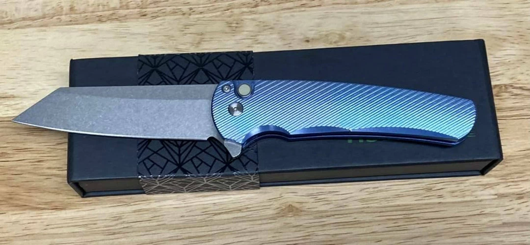 Best deal 🛒 PROTECH KNIVES Pro-Tech Malibu 5241 Blue Titanium Custom Reverse Tanto Flipper 💯 3 PROTECH KNIVES Pro-Tech Malibu 5241 Blue Titanium Custom Reverse Tanto Flipper