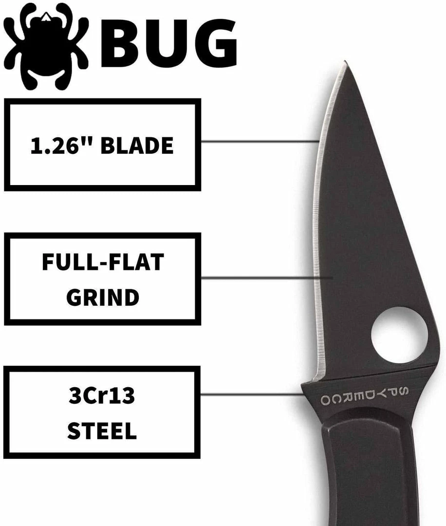 Promo 😍 Spyderco Bug Non-Locking Knife Black Steel Blade C133BKP Spyderco Knives ✨ 5 Spyderco Bug Non-Locking Knife Black Steel Blade C133BKP Spyderco Knives