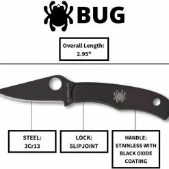Promo 😍 Spyderco Bug Non-Locking Knife Black Steel Blade C133BKP Spyderco Knives ✨ 11 Spyderco Bug Non-Locking Knife Black Steel Blade C133BKP Spyderco Knives